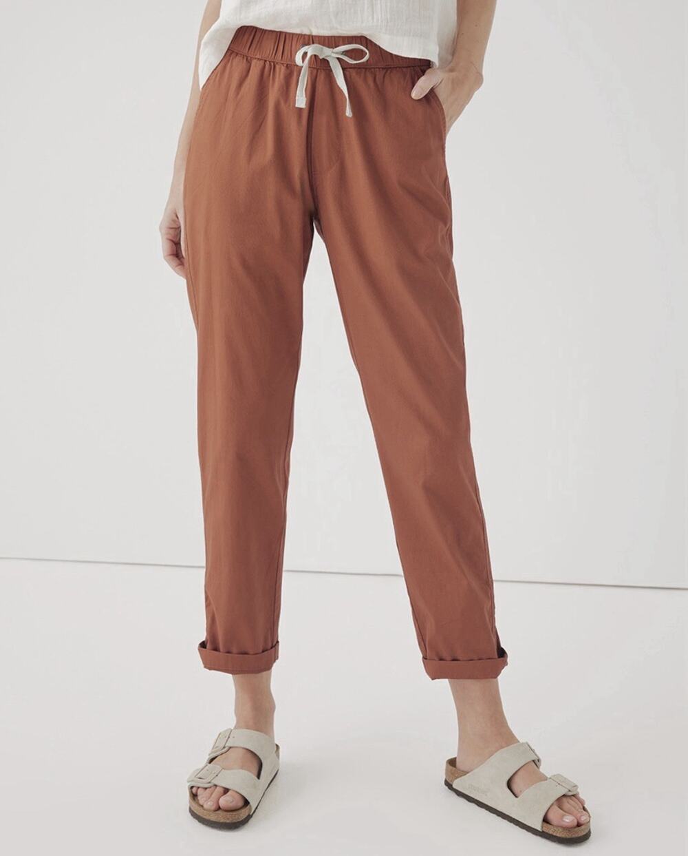 NWOT Pact Daily Twill Jogger Organic Cotton Stretch Fall Orange Rust Womens XL